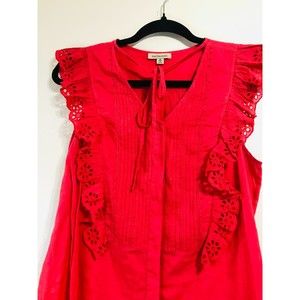 Anthropologie Les Cocotiers Ruffled Eyelet Top, Size M